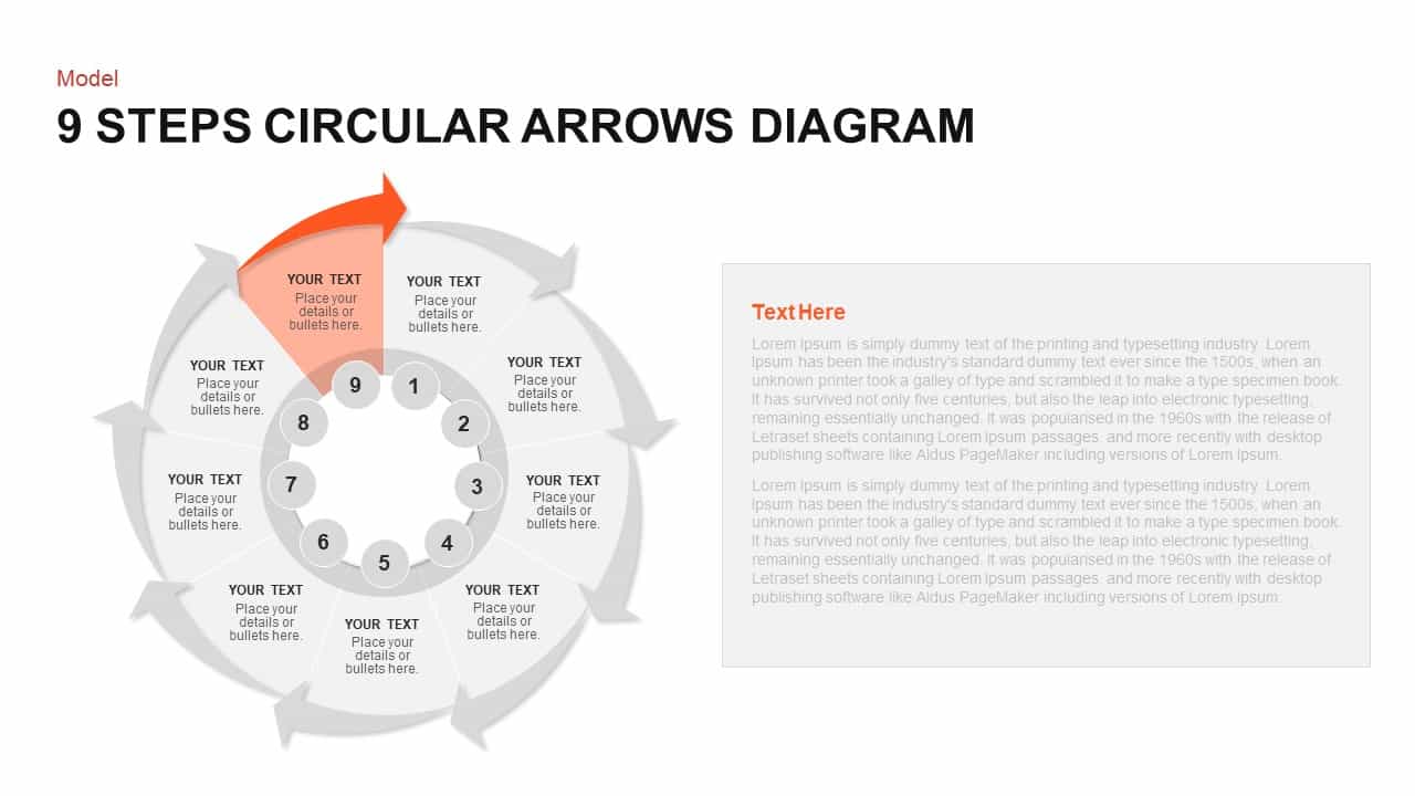 9 Steps Circular Arrows Diagram