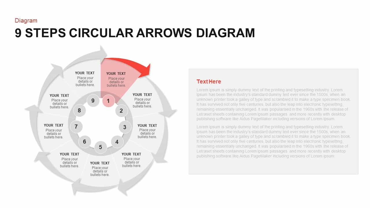 9 Steps Circular Arrows Diagram