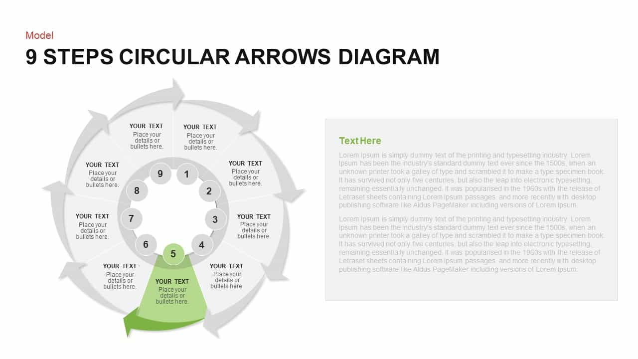 9 Steps Circular Arrows Diagram