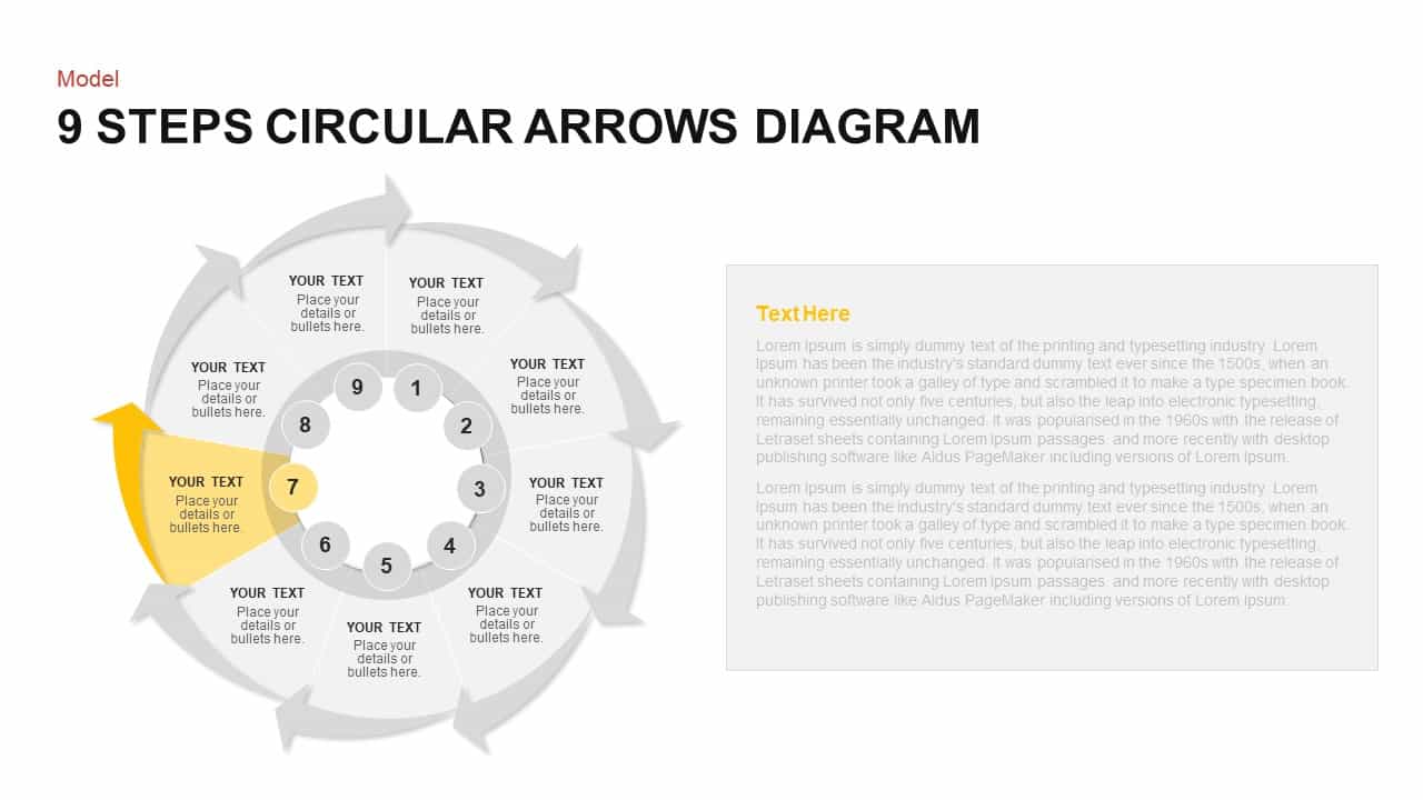 9 Steps Circular Arrows Diagram