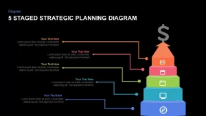 5 Staged Strategic Planning Diagram Template for Powerpoint and Keynote Slide