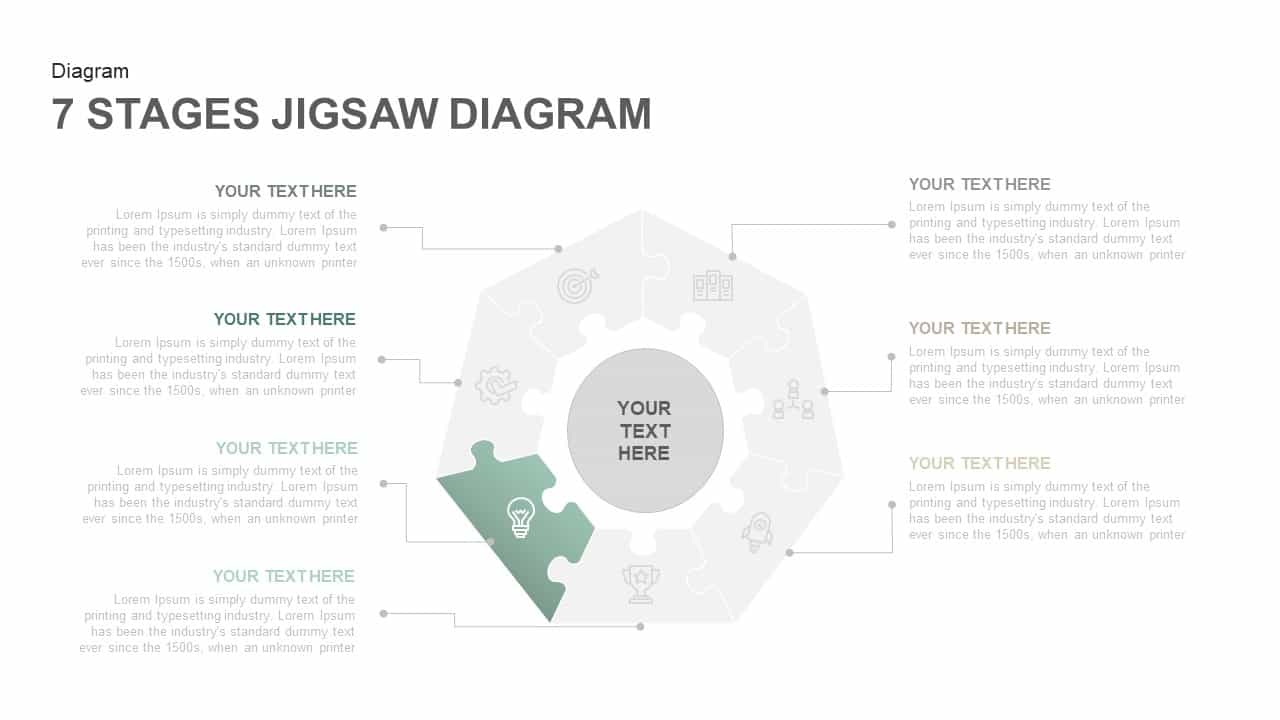 7 Stages Jigsaw Diagram Template for PowerPoint and Keynote