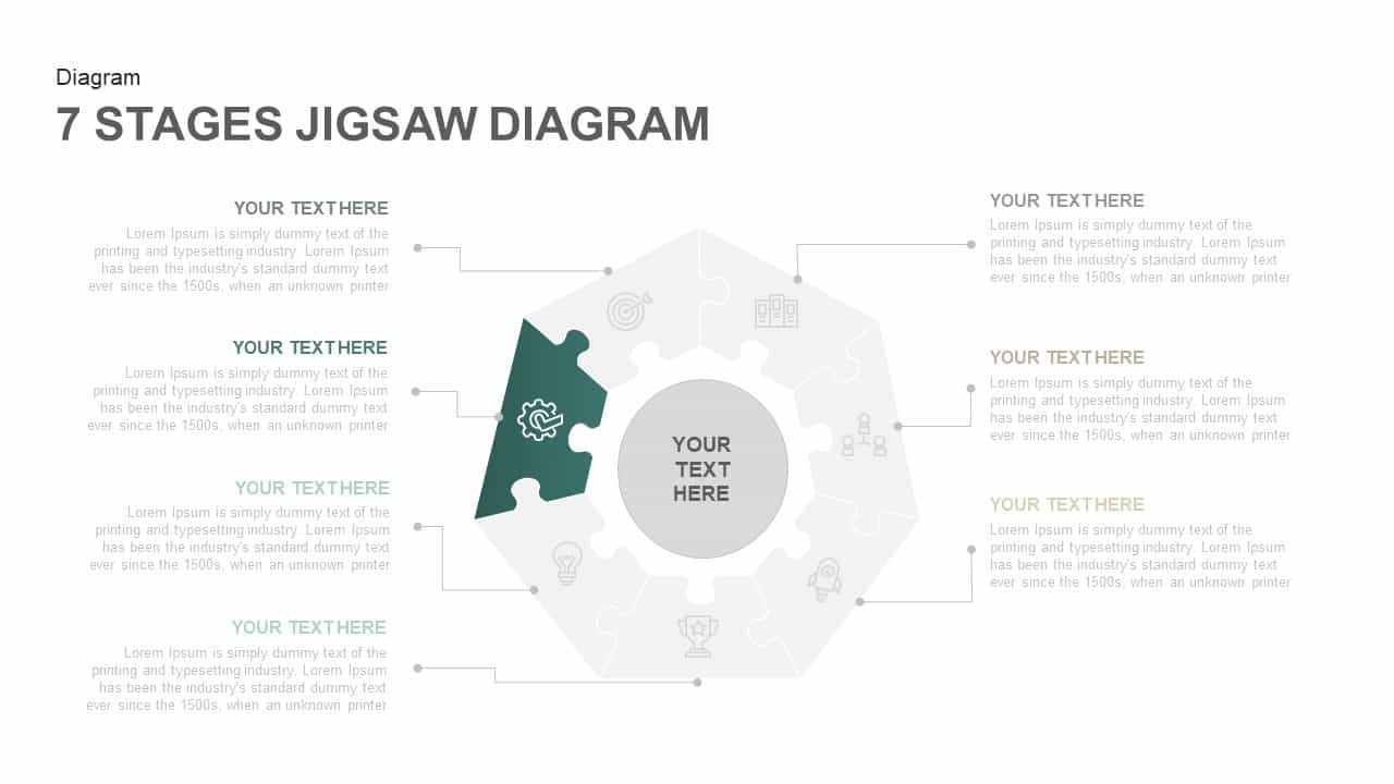 7 Stages Jigsaw Diagram Template for PowerPoint and Keynote