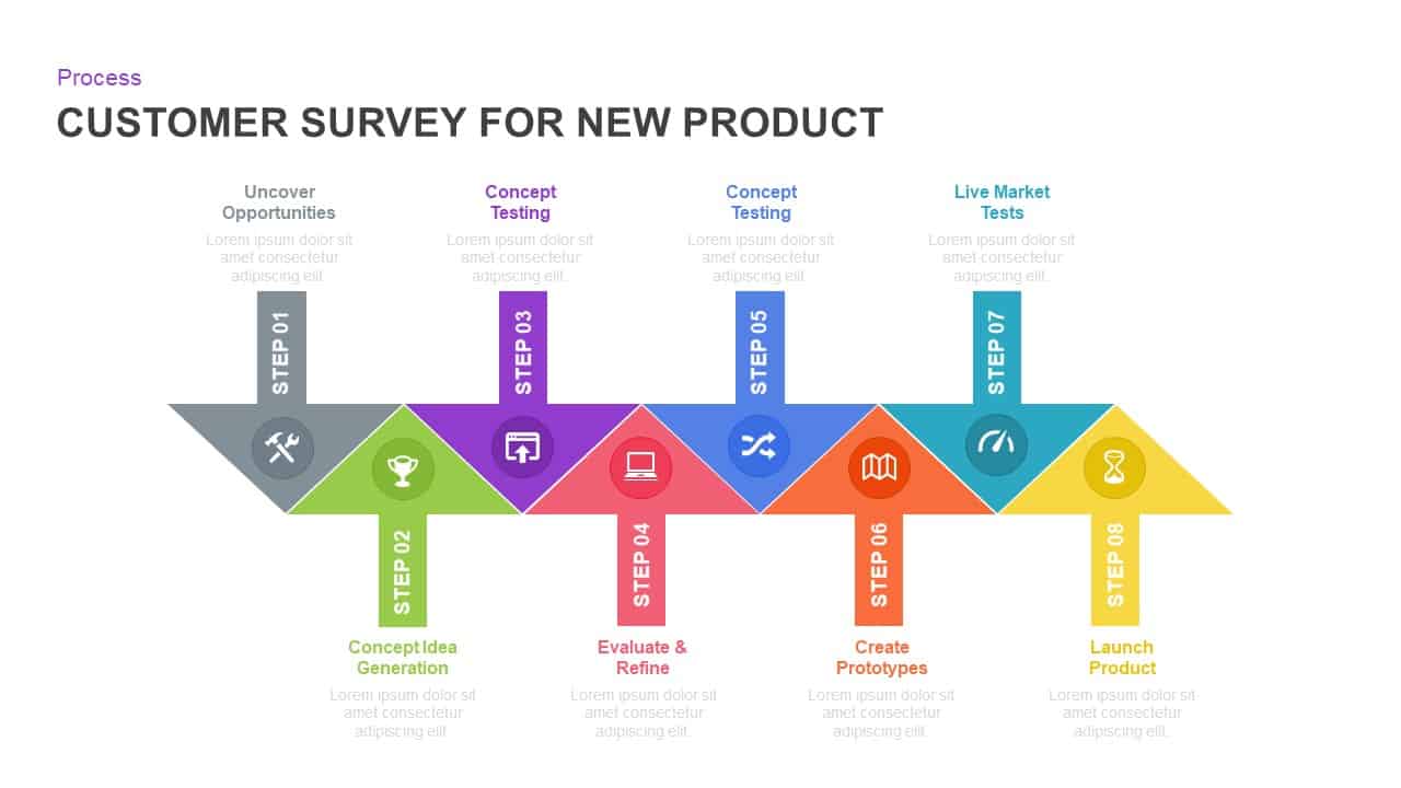 Customer survey for new product powerpoint template and keynote slide