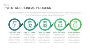 5 Staged Linear Process Diagram PowerPoint Template