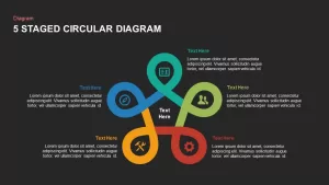 Five stage circular diagram powerpoint template and keynote