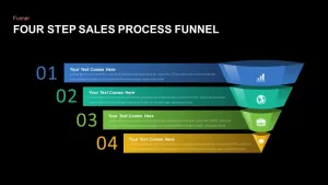 4 step process sales funnel PowerPoint template and keynote