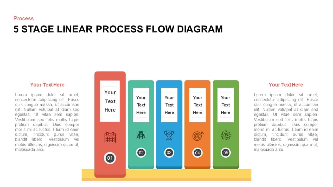 5 Steps Linear Process Flow Diagram Template for PowerPoint and Keynote