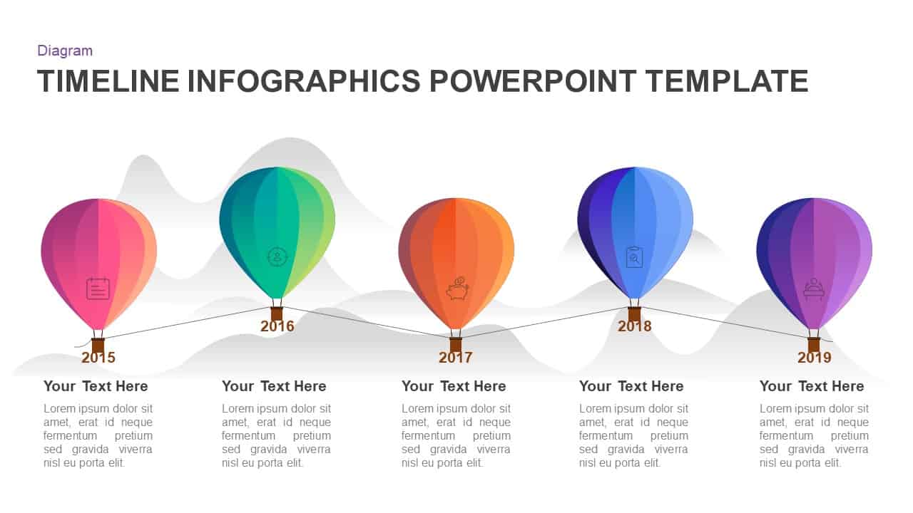 5 year timeline balloon PowerPoint template