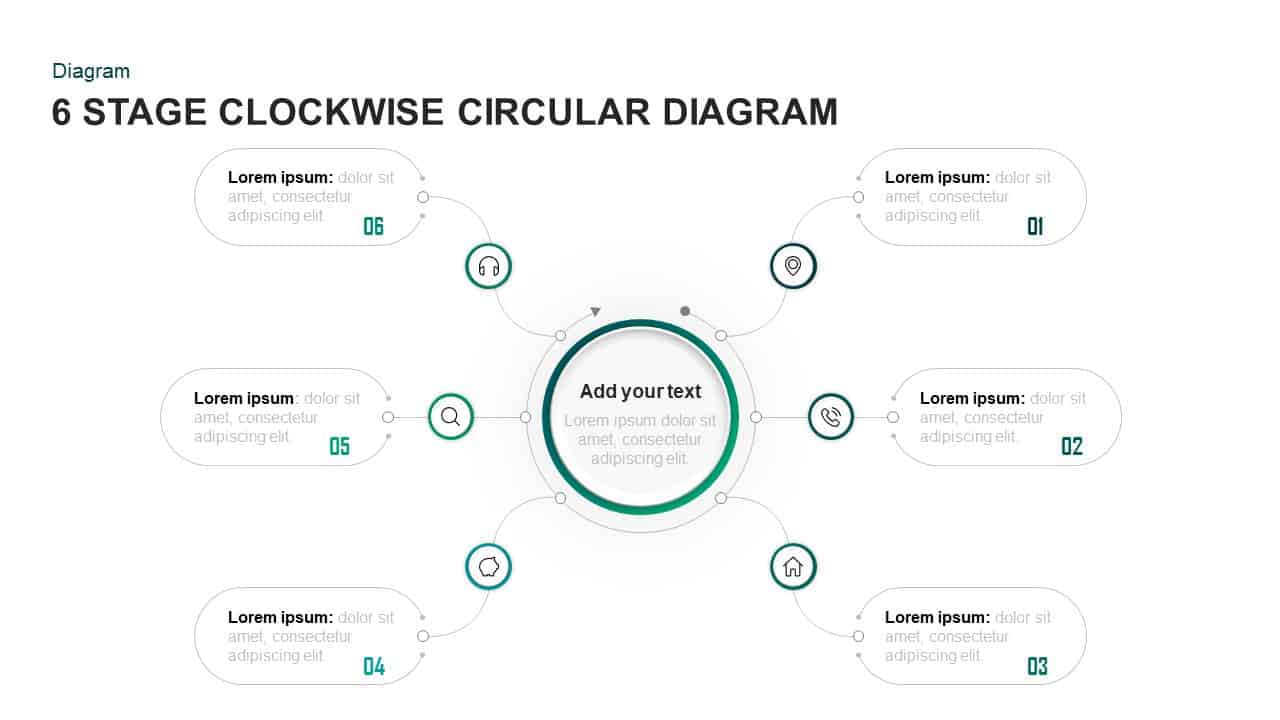 6 Steps Clockwise Circular Diagram PowerPoint Template