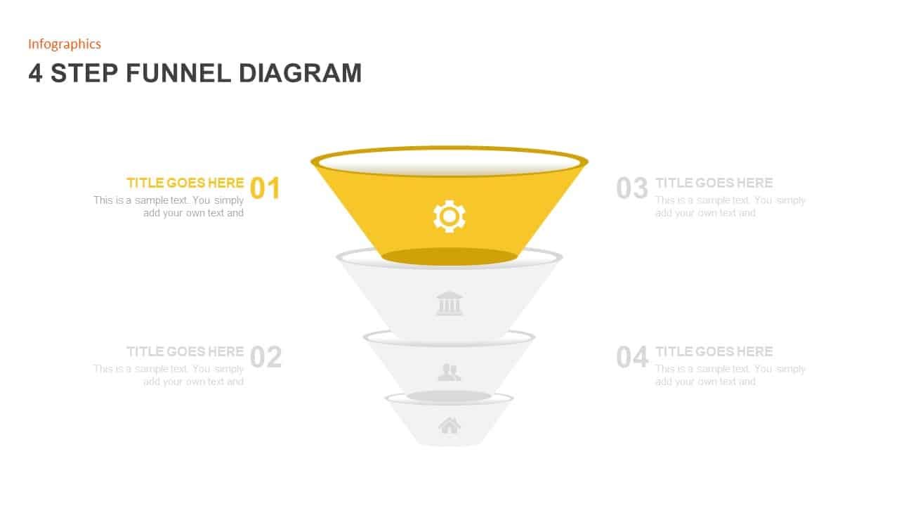 4 Step Funnel Diagram Ppt Template