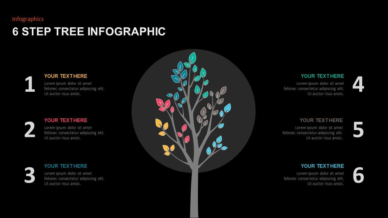 6 Steps Tree Diagram PowerPoint Template