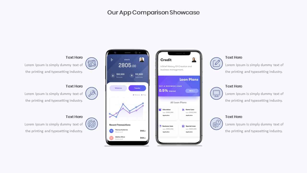 Mobile App Showcase Comparison Slide