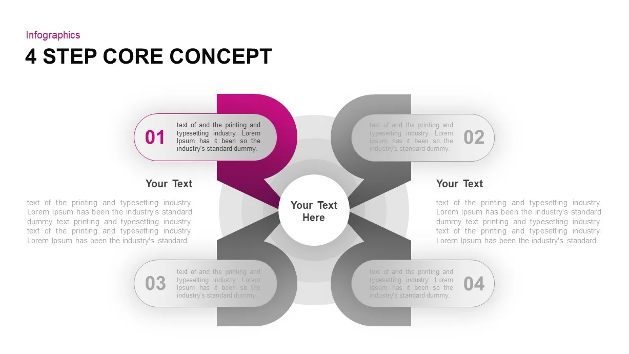 4 Step Core Concept PowerPoint Template