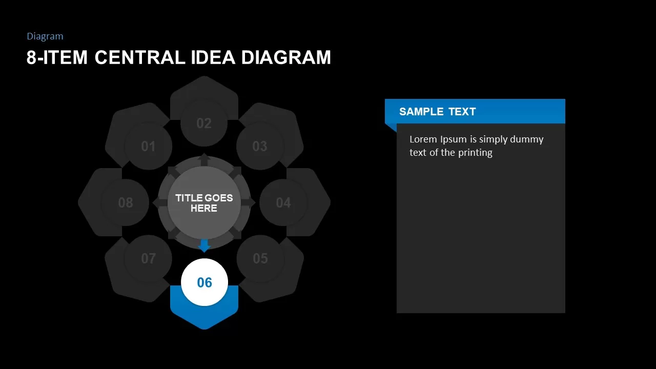 8-Item Central Idea PowerPoint Diagram