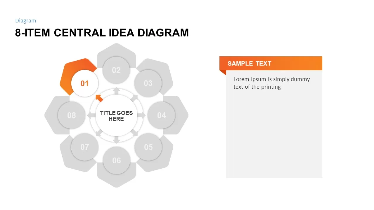 8-Item Central Idea PowerPoint Template