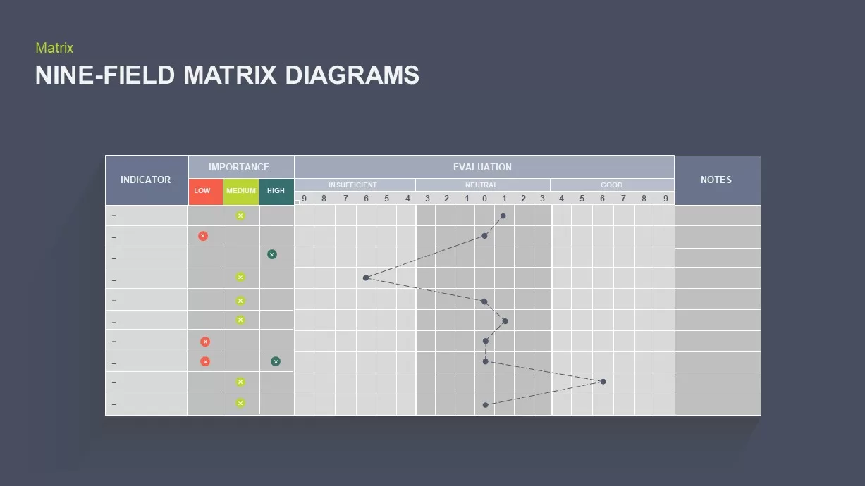 Nine Field Matrix Diagram for Ppt Presentation