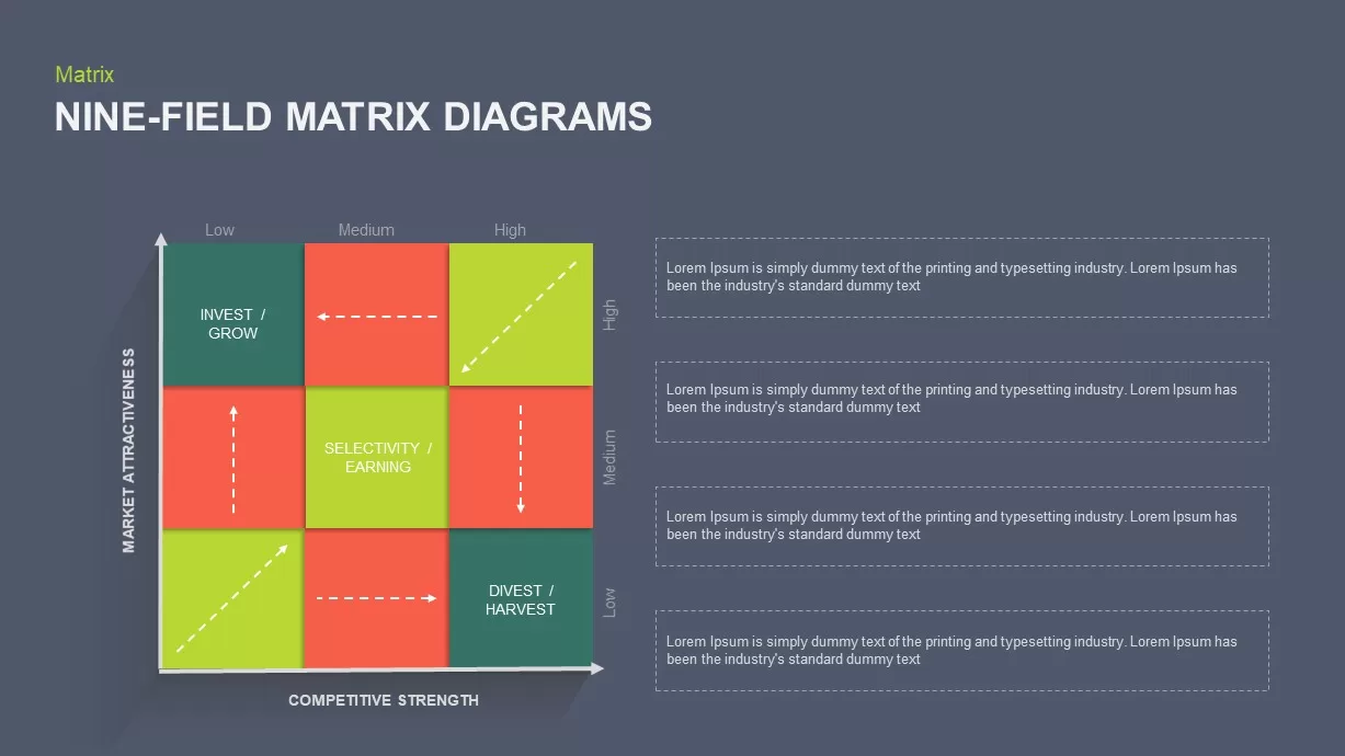 Nine Field Matrix PowerPoint Presentation Template