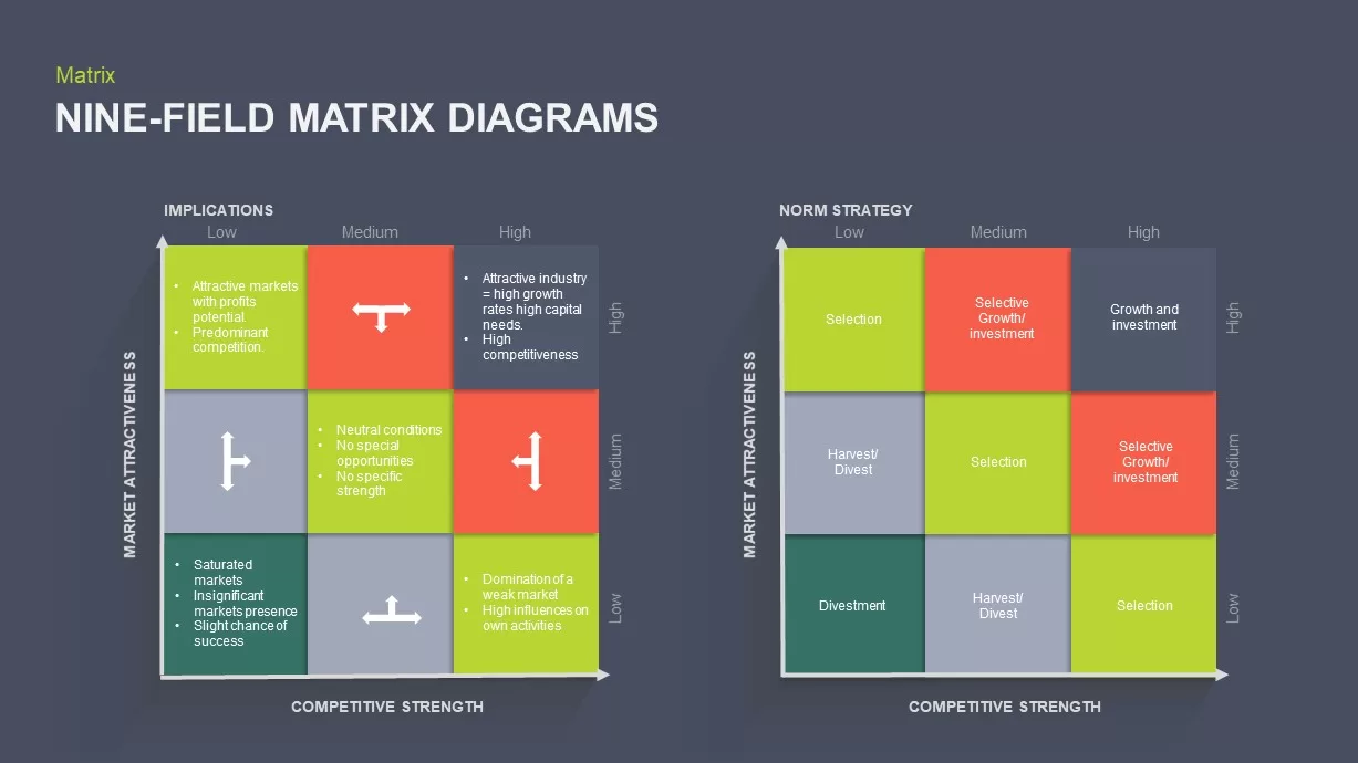 Nine Field Matrix Ppt Diagram