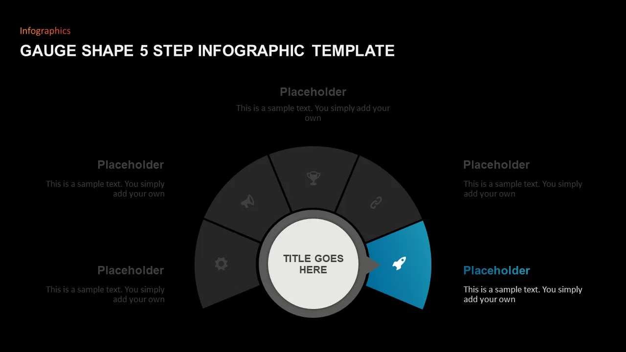 Gauge Shape 5 Step Infographic