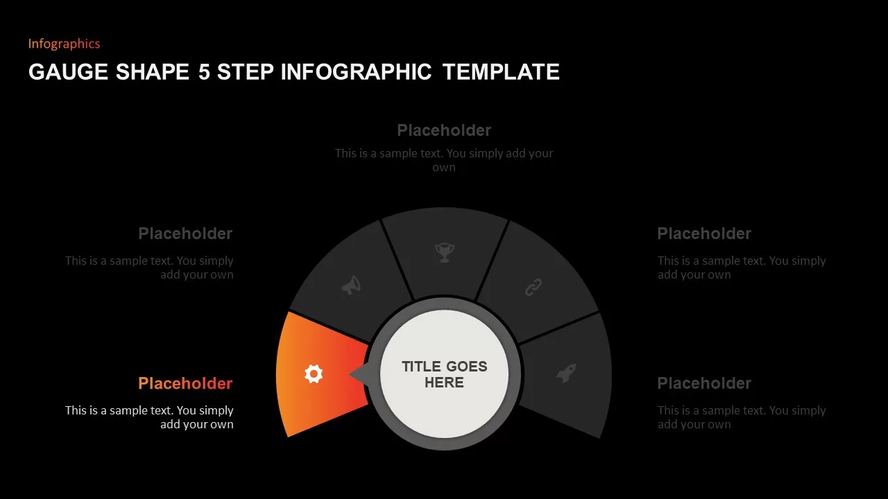 Gauge Shape 5 Step Infographic