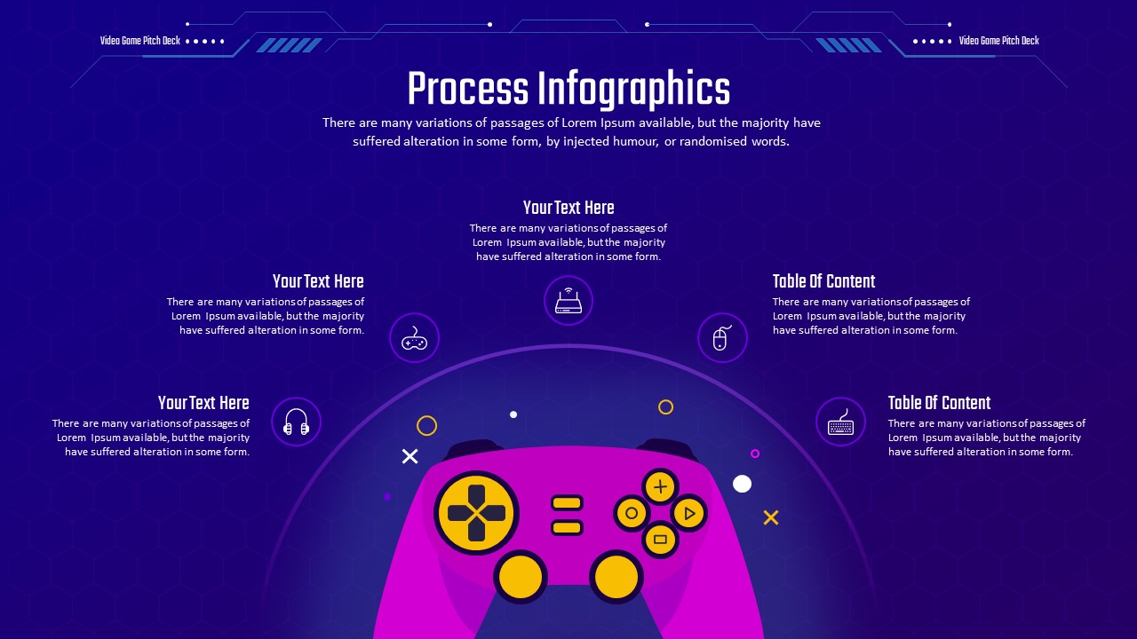Video Game Pitch Deck PowerPoint Template Infographics Slide