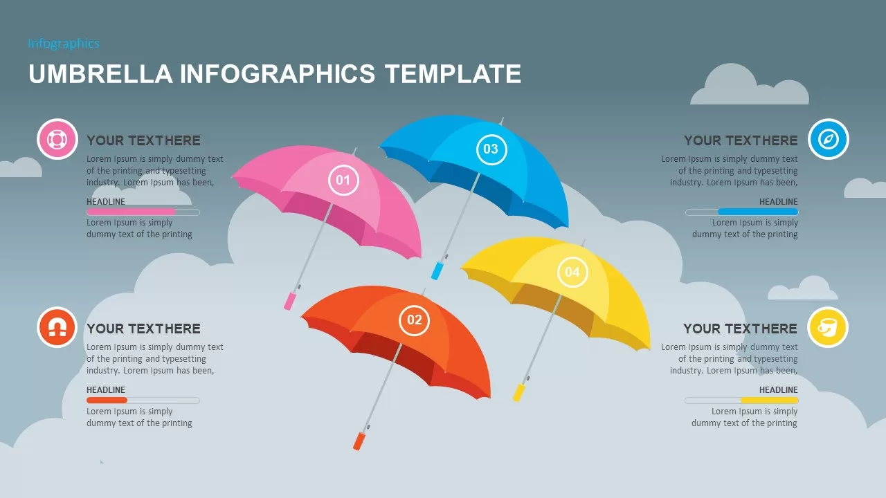 4 umbrella infographic template