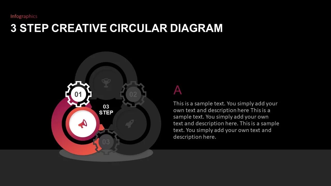 circular diagram 3 step powerpoint template