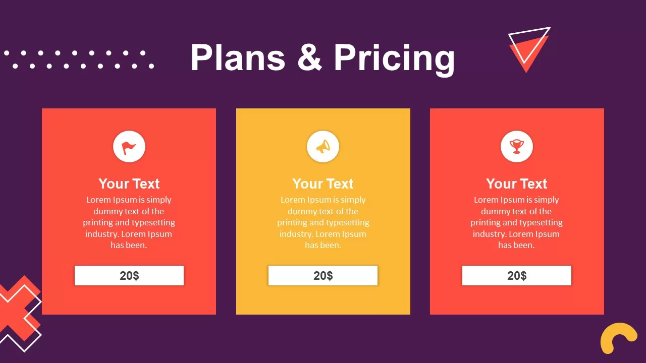 pricing table