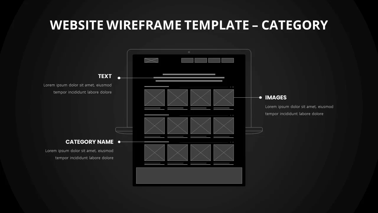 category website wireframe template