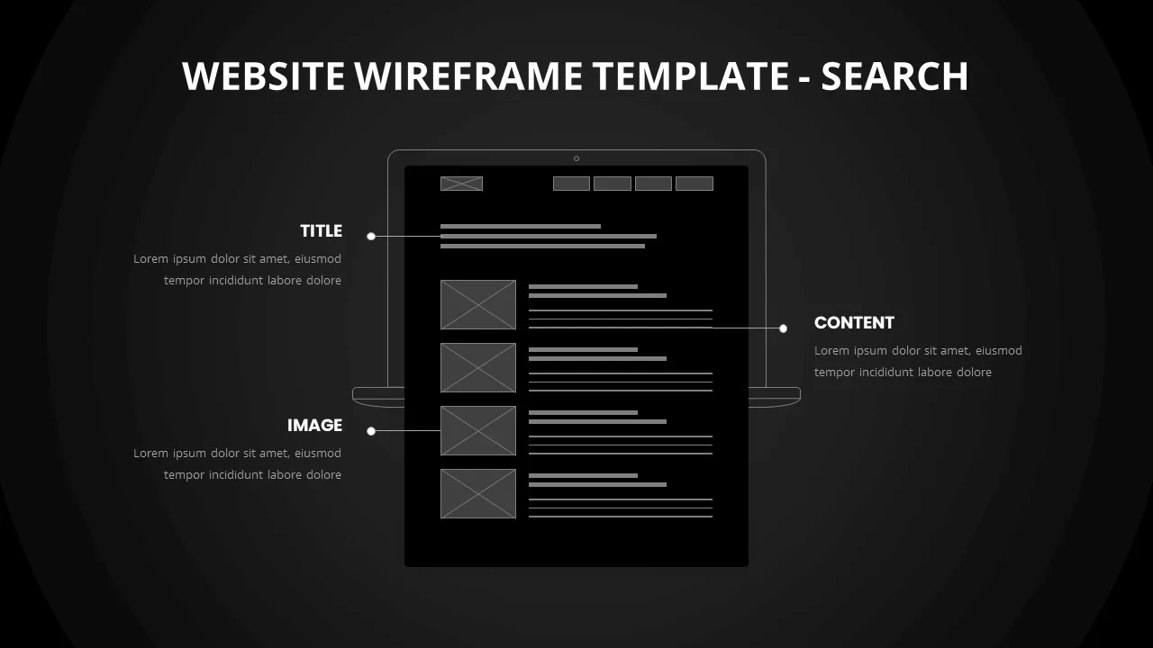 website wireframe template search