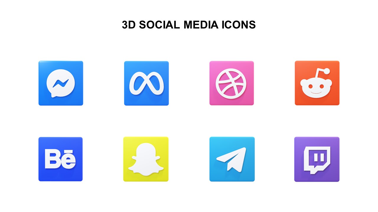 Free 3D Social Media Icons PPT Template Presentation