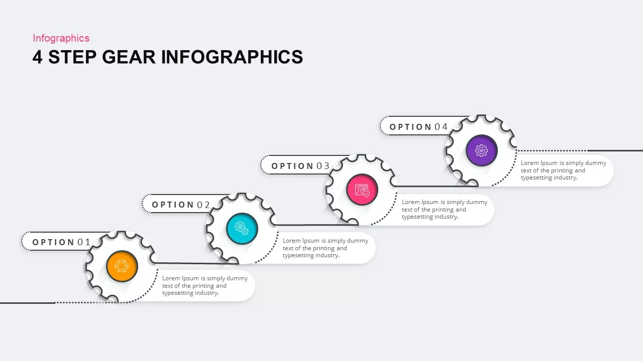 4 step gear infographics