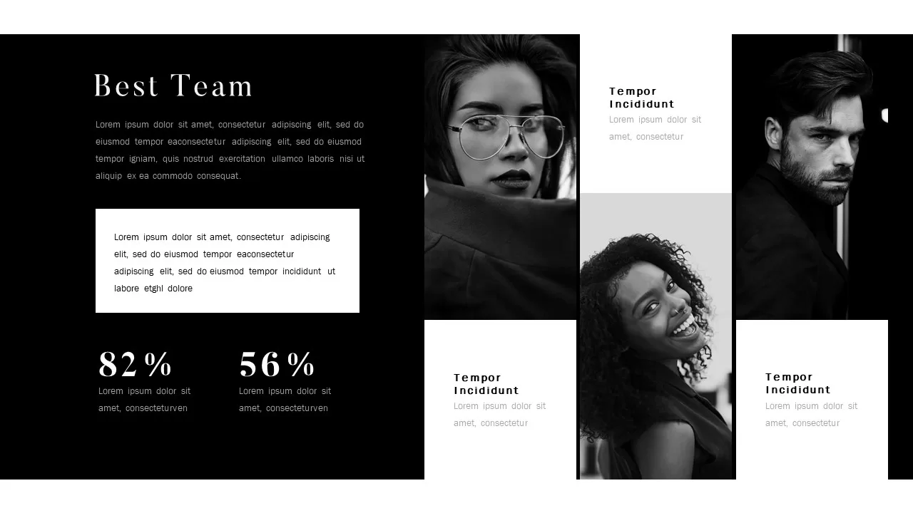 team member Black and White Business Plan Presentation Template