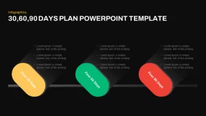 30 60 90 Days Plan Infographics Template Dark