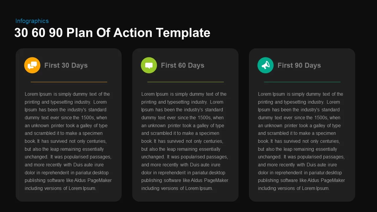 30 60 90 plan of action template dark