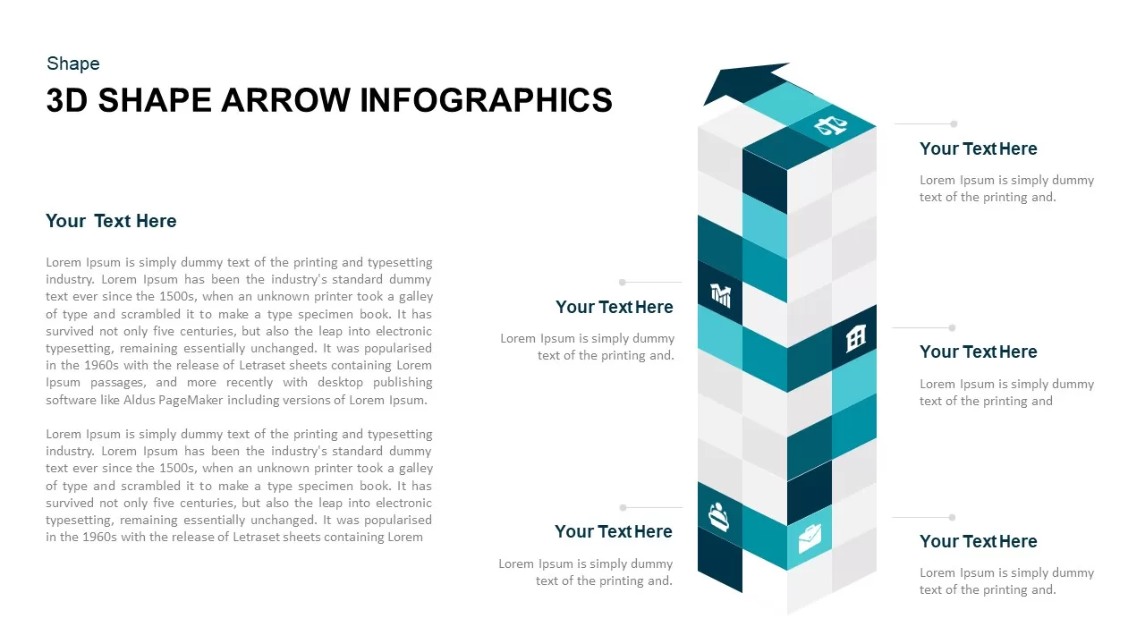 3d Cube Shape Infographic Arrow Template