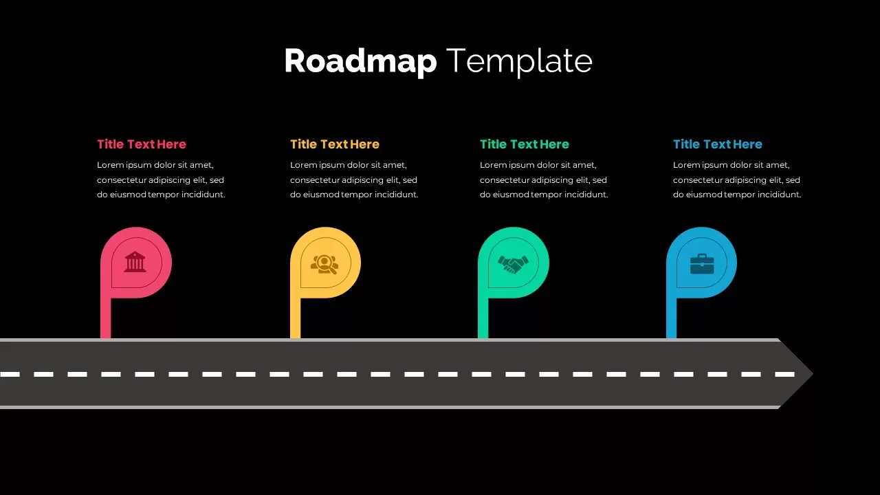 4 Stage Roadmap Infographics Dark