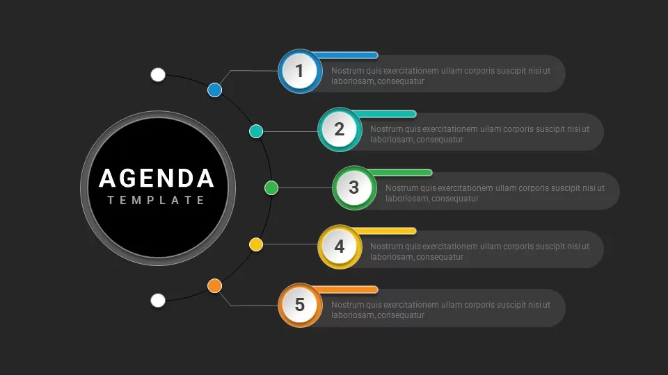 5 Stage Agenda Template Dark