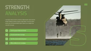 army PowerPoint template strength analysis