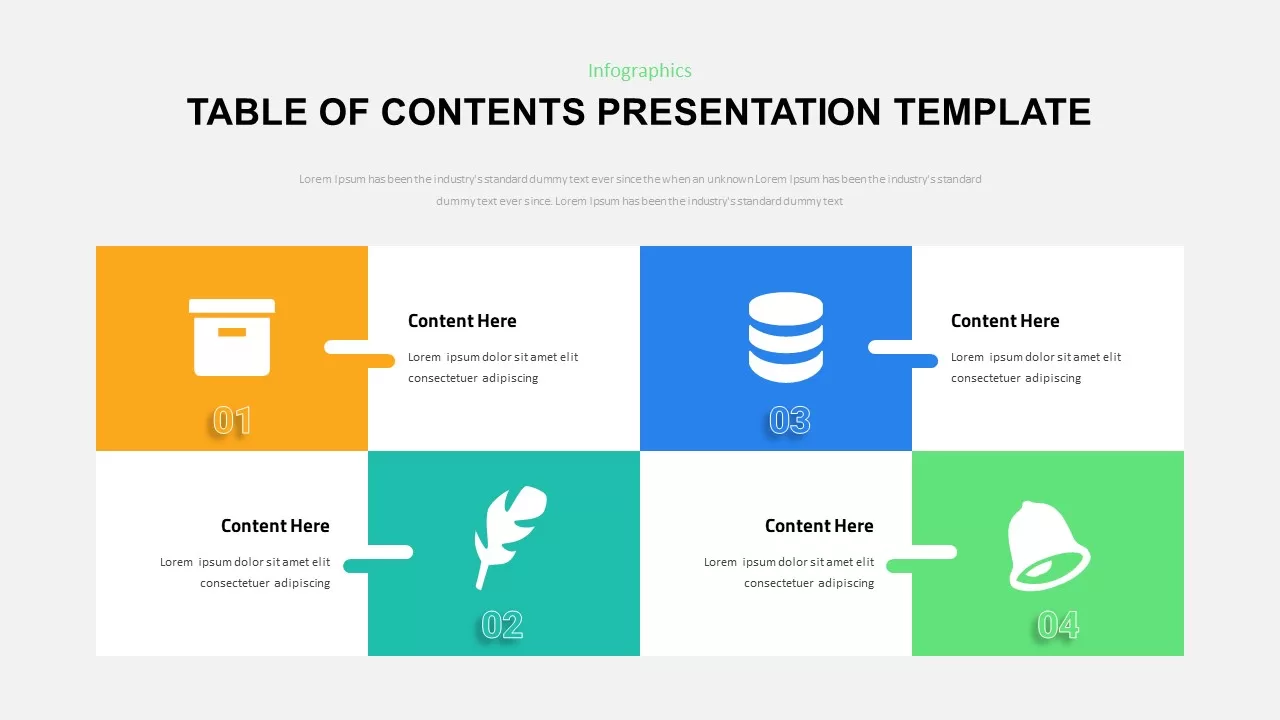 Table Of Content Presentation Template