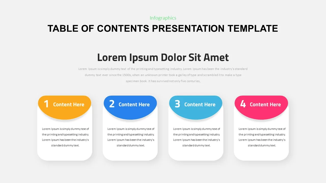 Table Of Contents For Presentation