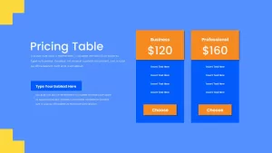 pricing table ppt template