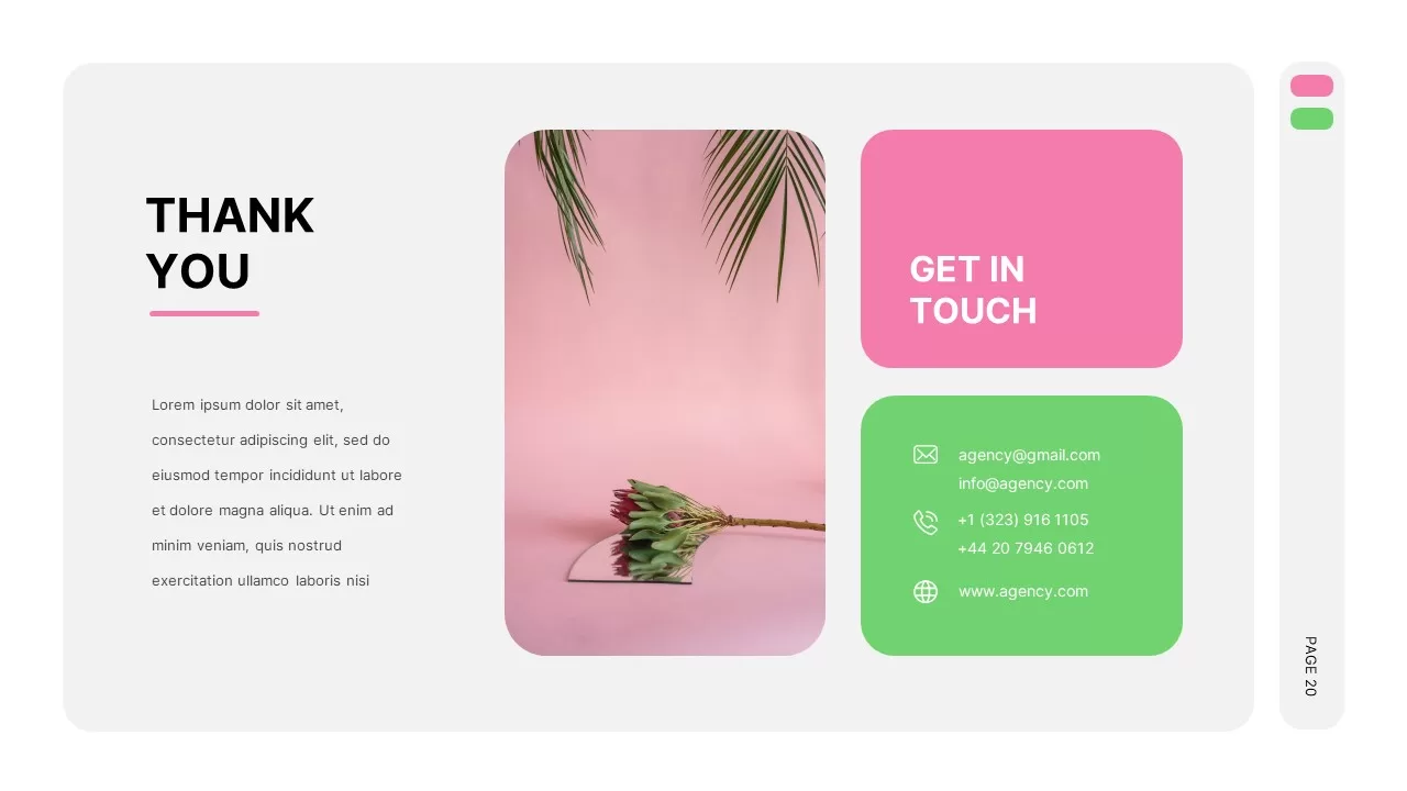 Pink And Green Thank you Presentation Template