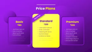 Purple color theme pricing presentation template