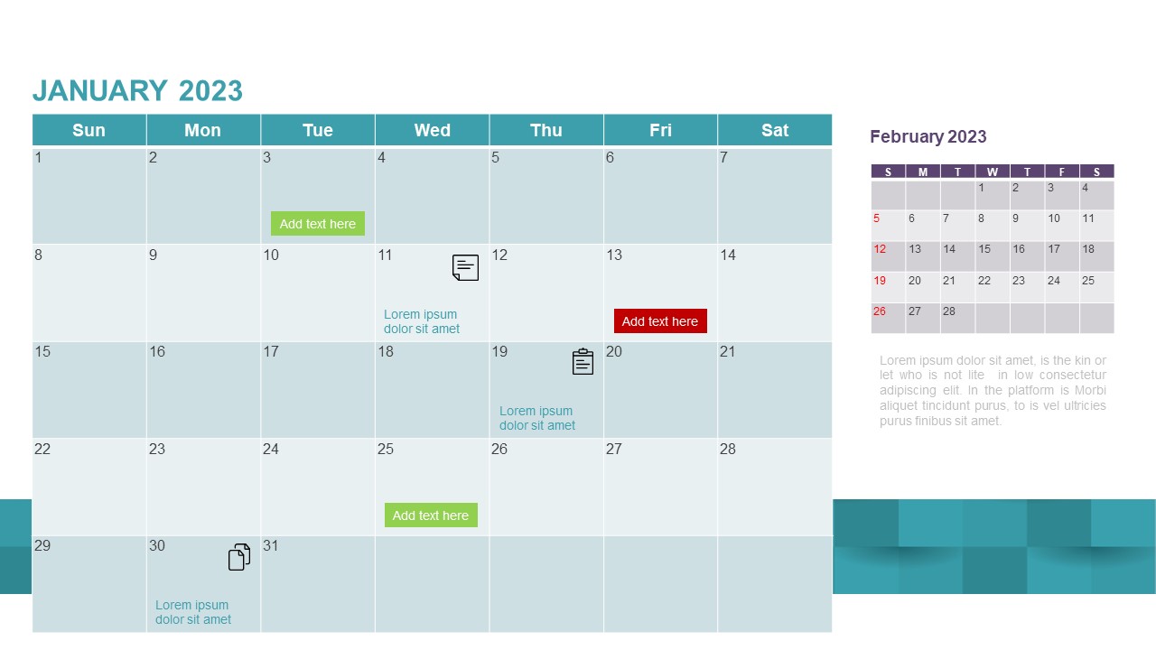 2023 January Calendar PowerPoint Template