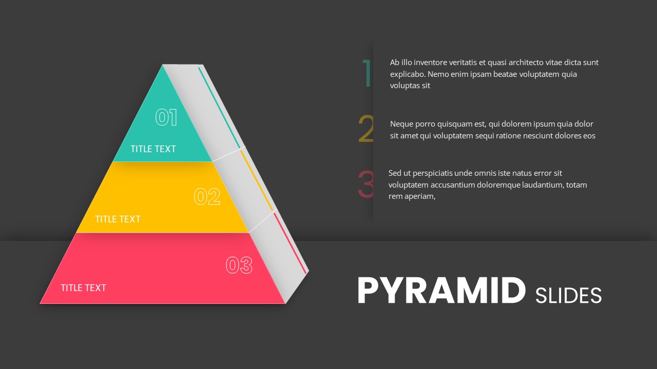 3 Stage Pyramid Slide PowerPoint Template Dark