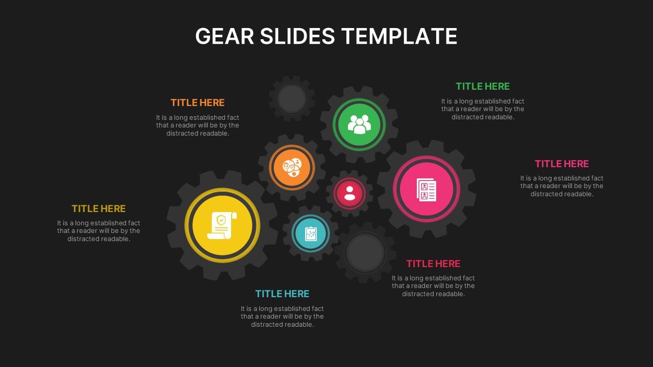 6 Option Gear Slides For PowerPoint