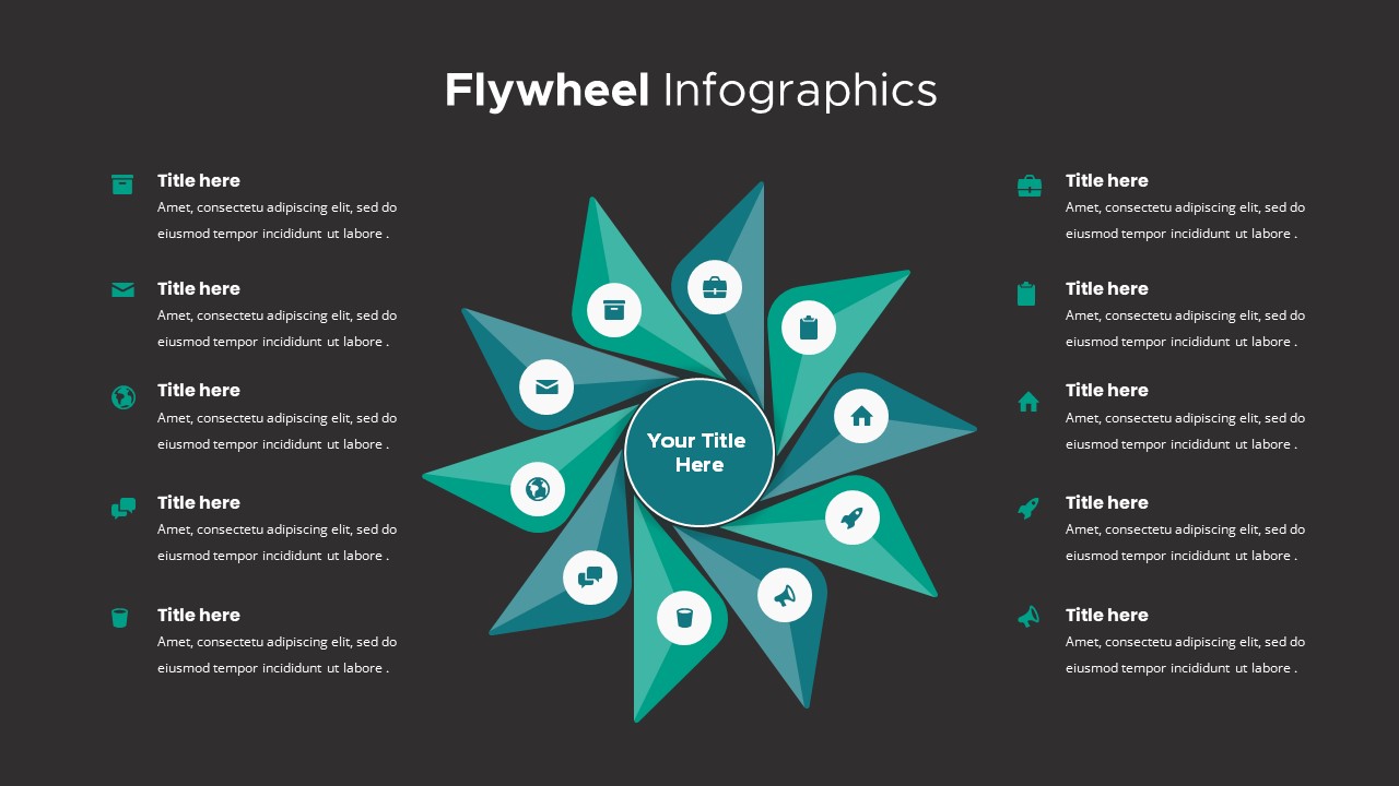 Flywheel Infographics For Presentation Dark