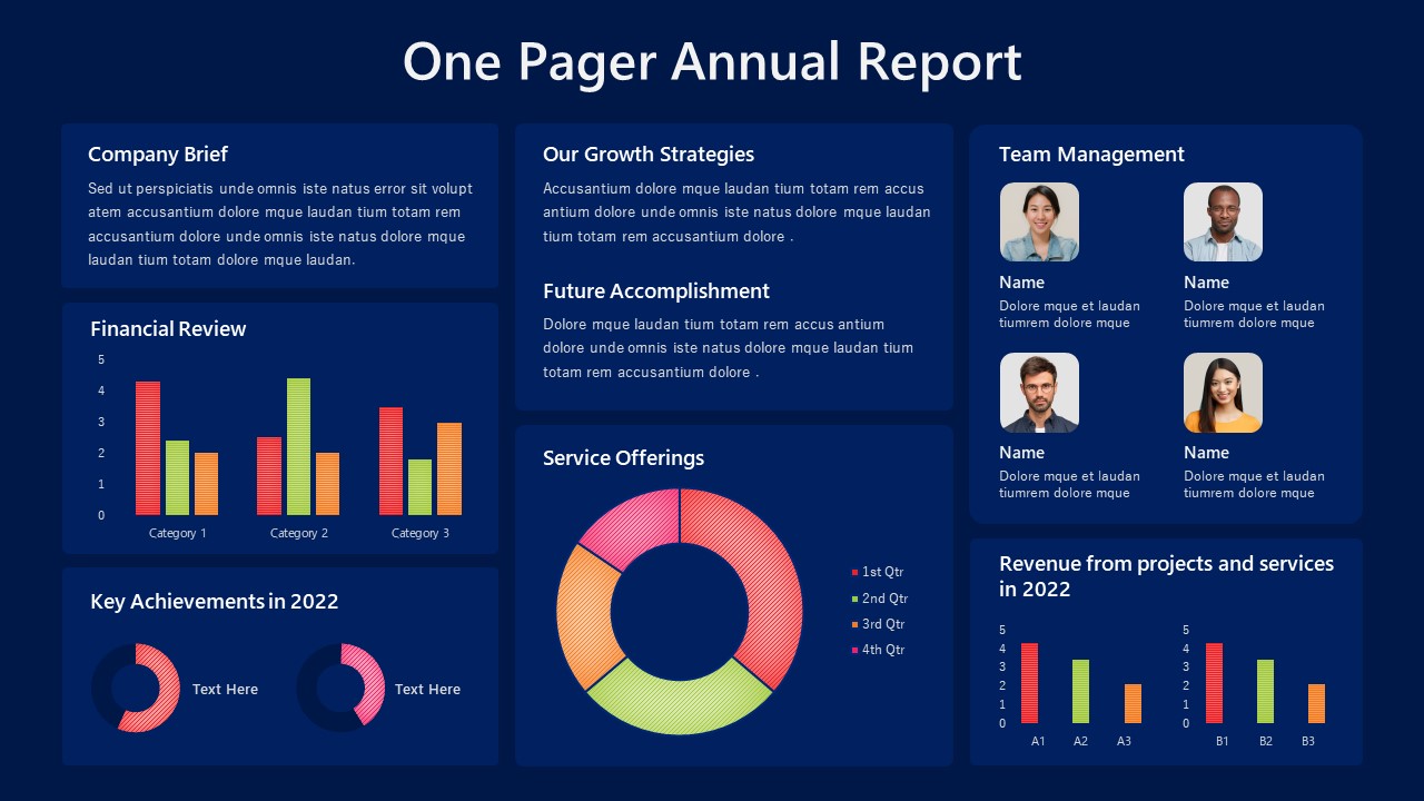 One Pager Annual Report Templates